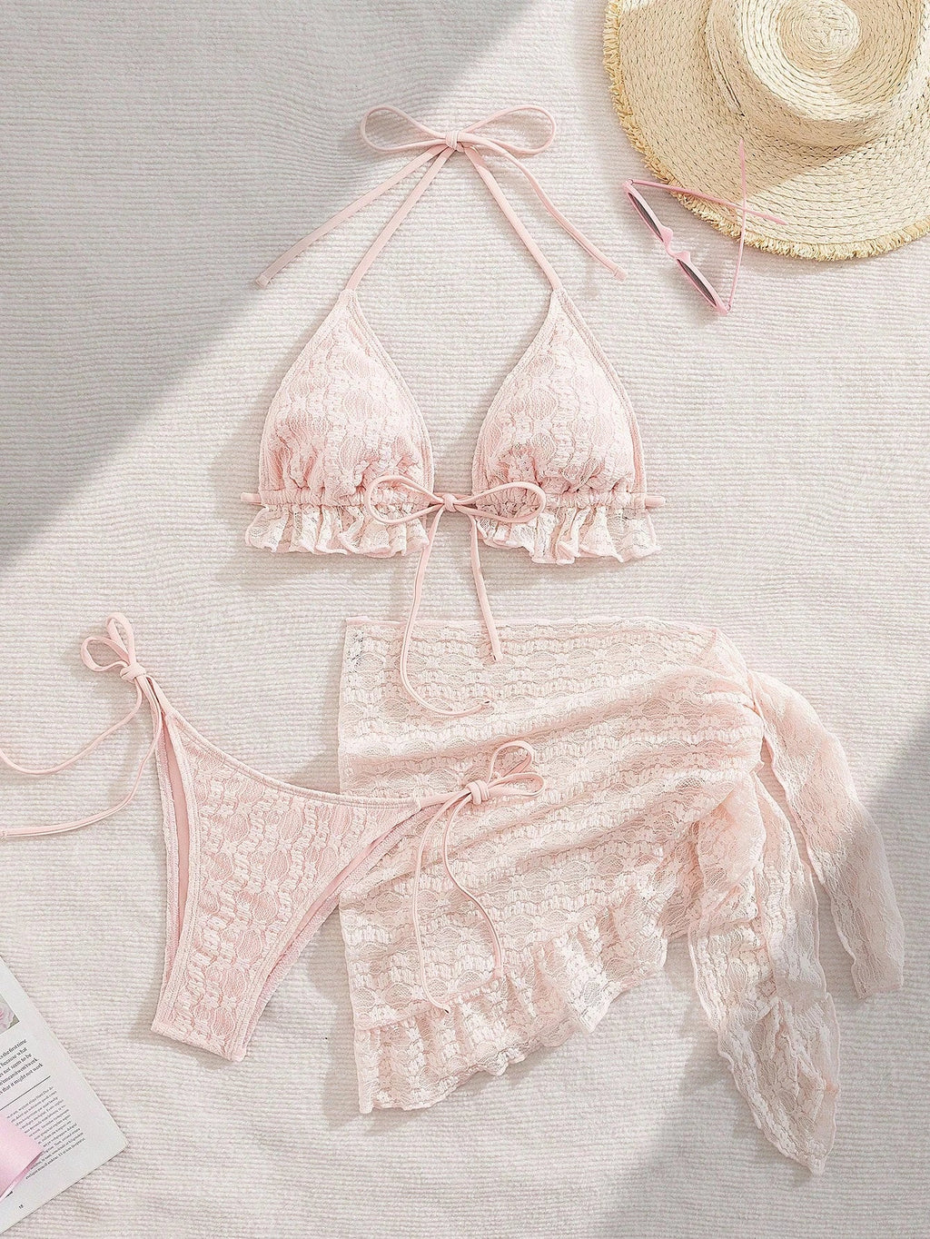 3 Pieces Triangle String Bikini 2026 Women & Tassel Beach Skirt Swimwear Female Sexy Swimsuit Beachwear Bathing Swimming Suit