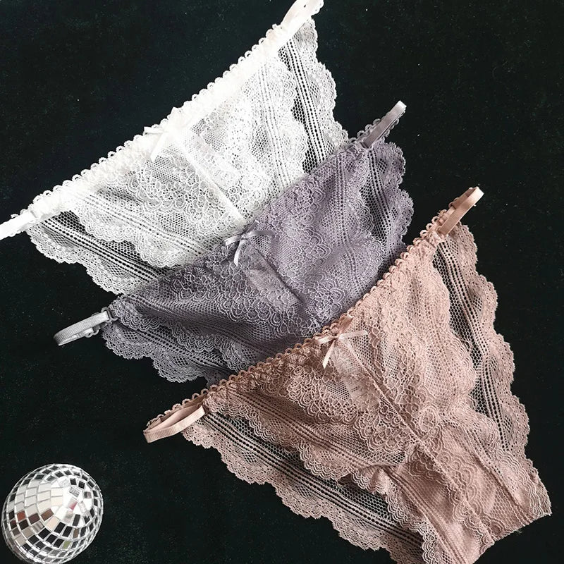 Lace Thin Sexy Girls Panties Women Briefs Thong Hollow Out G String Seamless Underwear Transparent Female Low Waist Lingerie