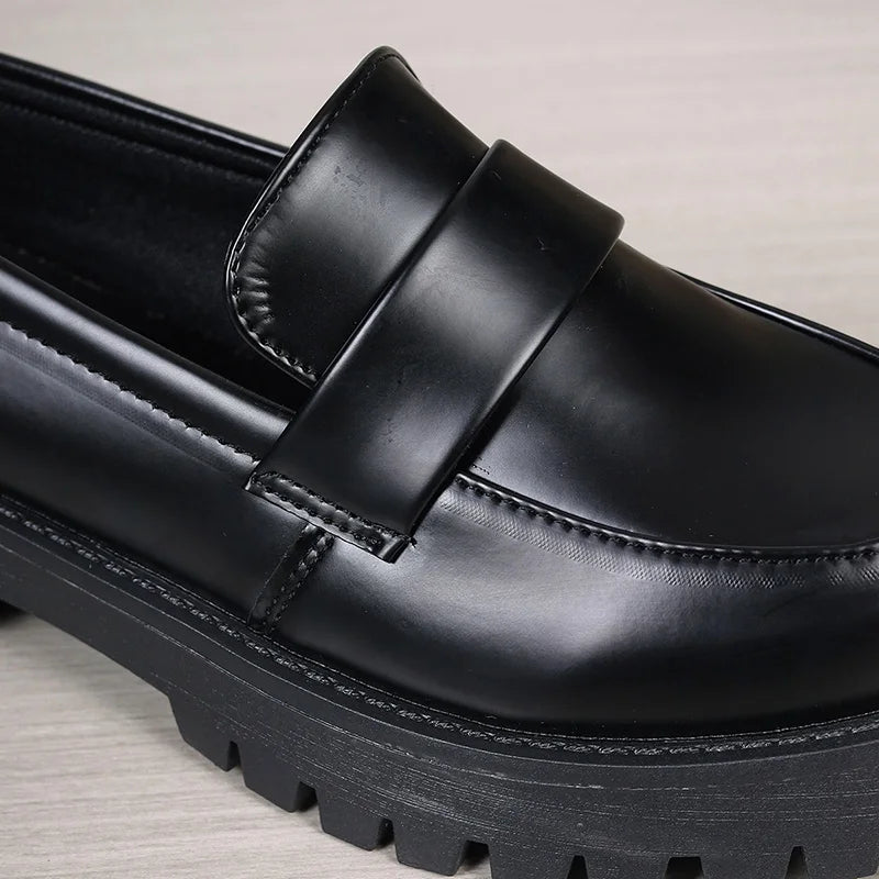 Plus Size 35-43 Black Pu Leather Loafers Women British Style Slip On Platform Shoes Woman Thick Sole Japan School Uniform Shoes