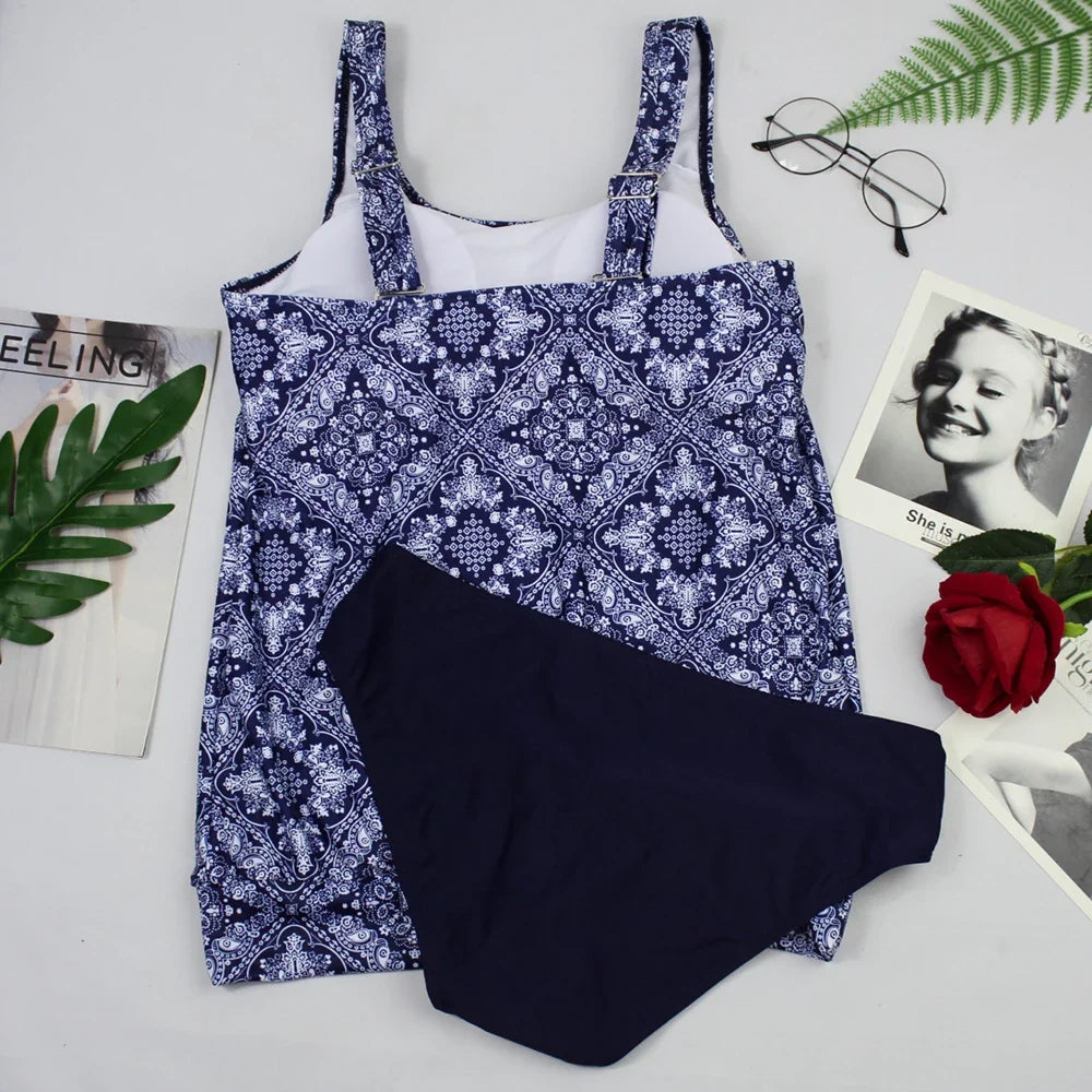 Women's Printed Boho Tankini Set High-Waist Two-Piece Swimsuit with Sexy Triangle Bottoms Stylish & Unique Summer Beach Swimwear