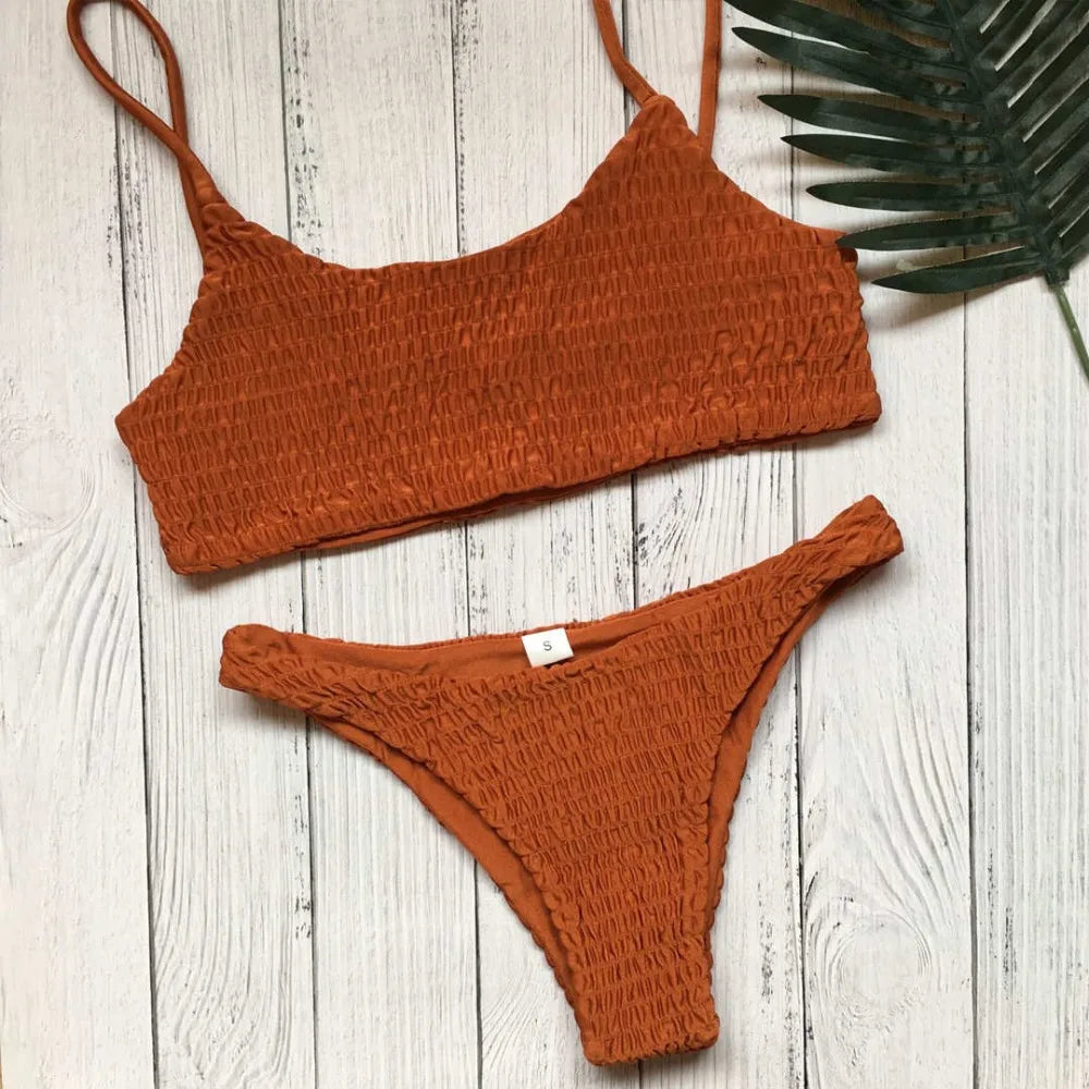Sexy Wrinkled Butterfly Printed Bikini Female Swimsuit Women Swimwear Two-Pieces Bikini Set Bather Bathing Suit Swim Lady V713