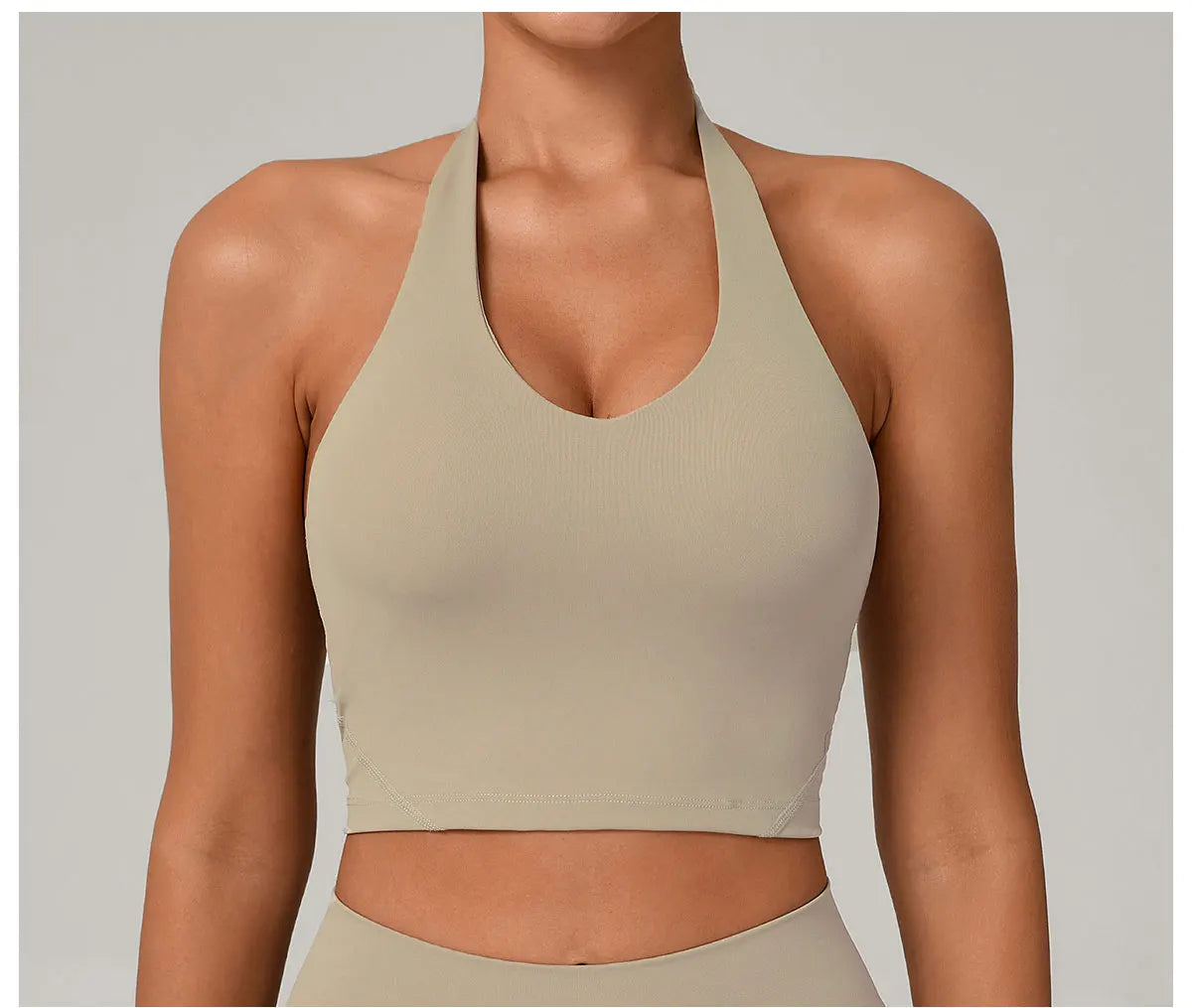 Women Fitness Sports Bra Halter Top High Support Push-up Open Back Gym Bra Shockproof Running Fitness Yoga Workout Underwear