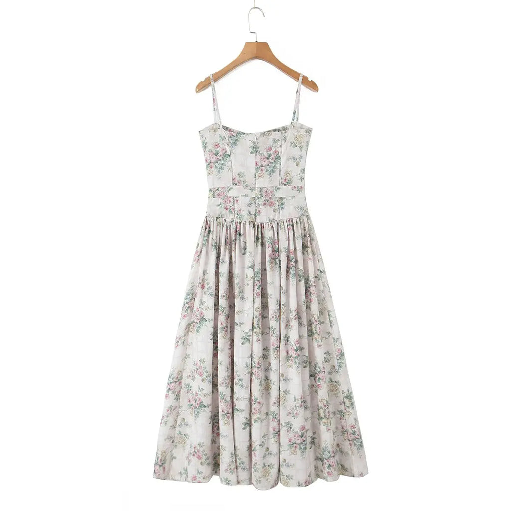 Summer Spring Floral Printed Women's Dress Elegant Retro Boho Party Dresses Elegant Vinatge A-line Maxi Vestidos 2025 New In