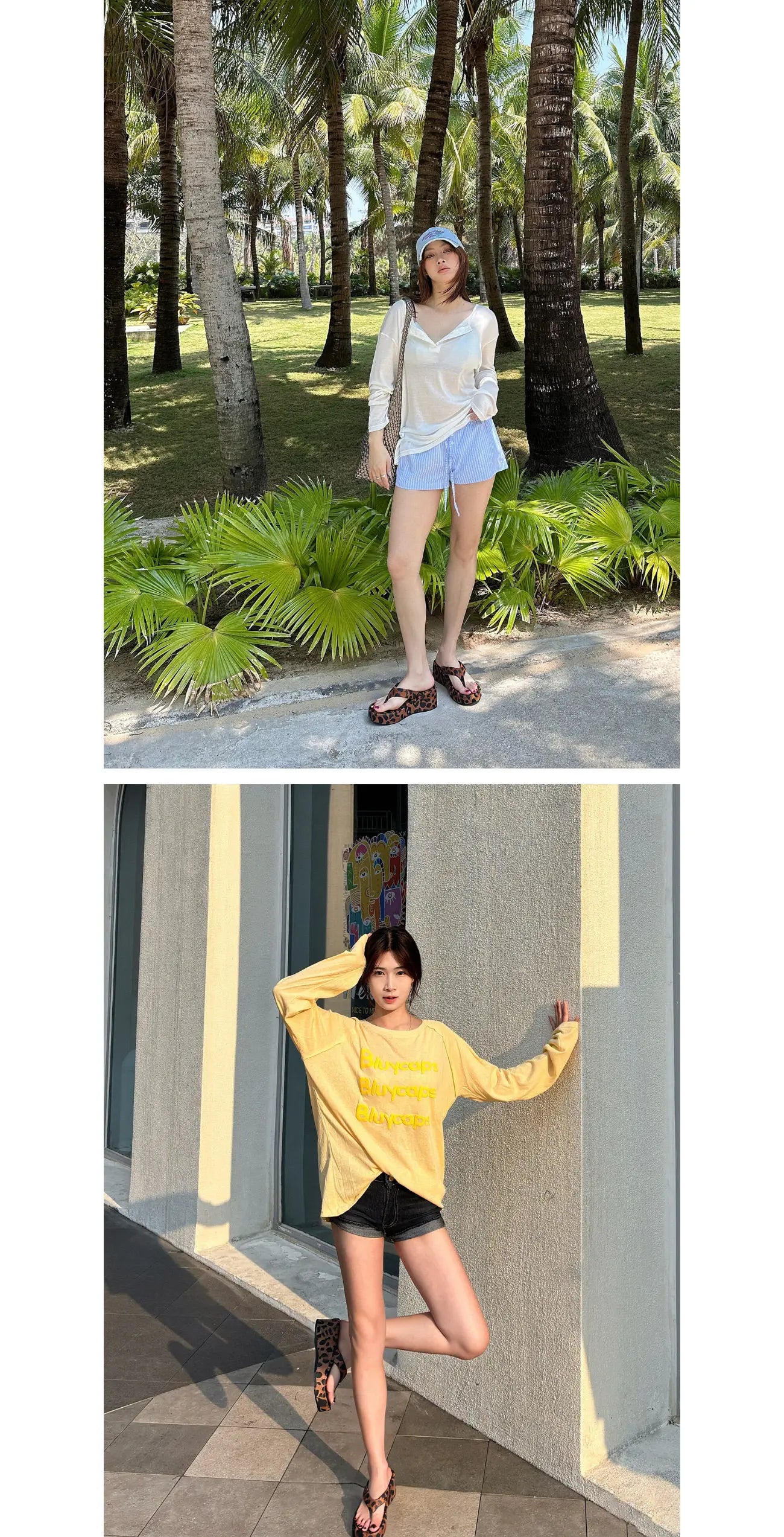 Vintage Y2K Leopard Flip&Flops Sandal Summer Chunky Platform Sandals Women Slipper Wedges Slides 8cm High Heels Shoes Mules