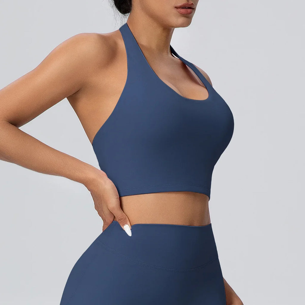 Sexy Gym Women's Sports Bra Breathable Hanging Neck Backless Sports Bra Women's Comfortable Exercise Pilates Training Yoga Top