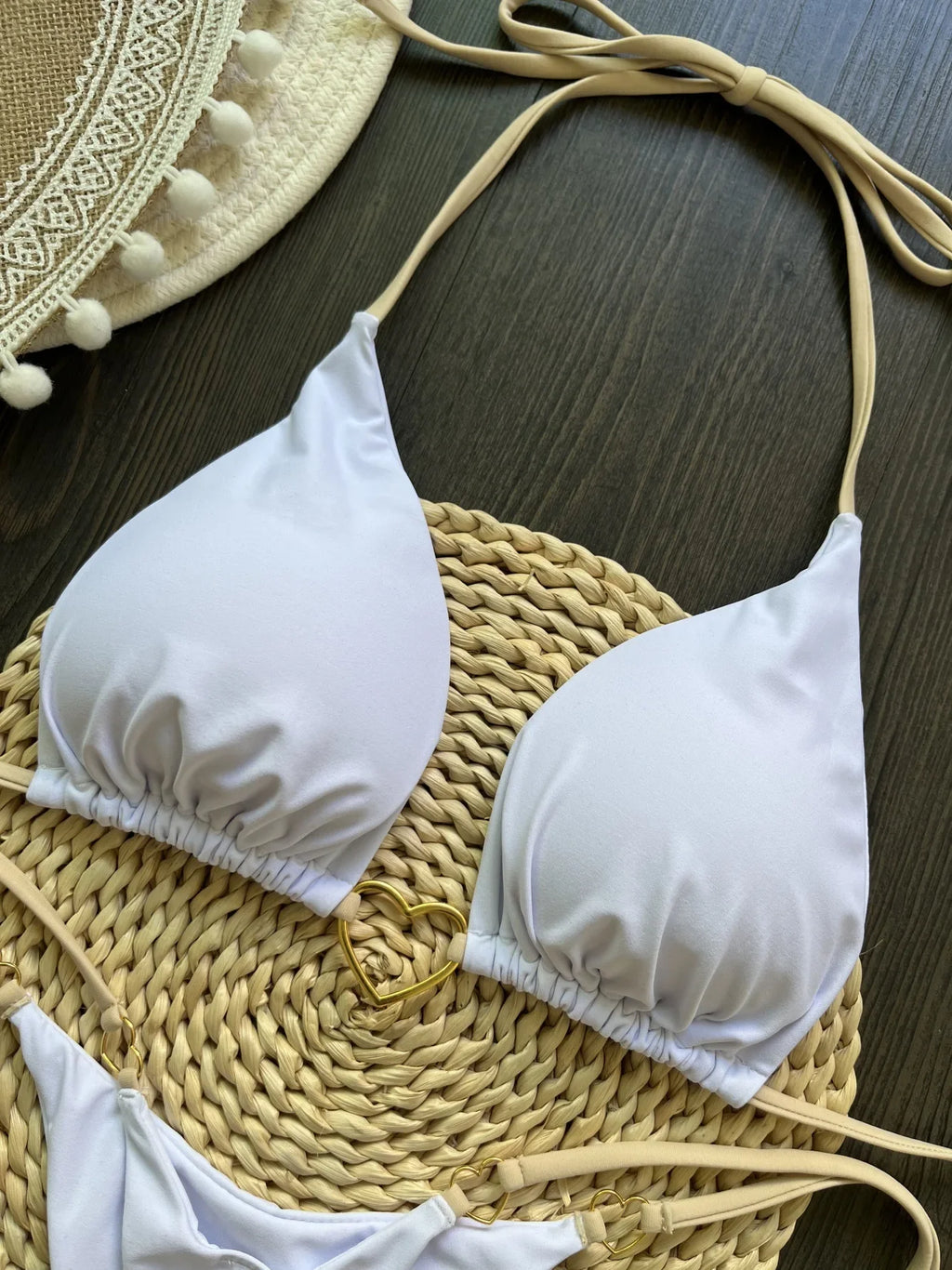 DEKA Metal Micro Bikini Set Lace-up High Waisted Bandage Thong Swimsuit Female Swimwear Women Solid Strappy Beachwear Bathing