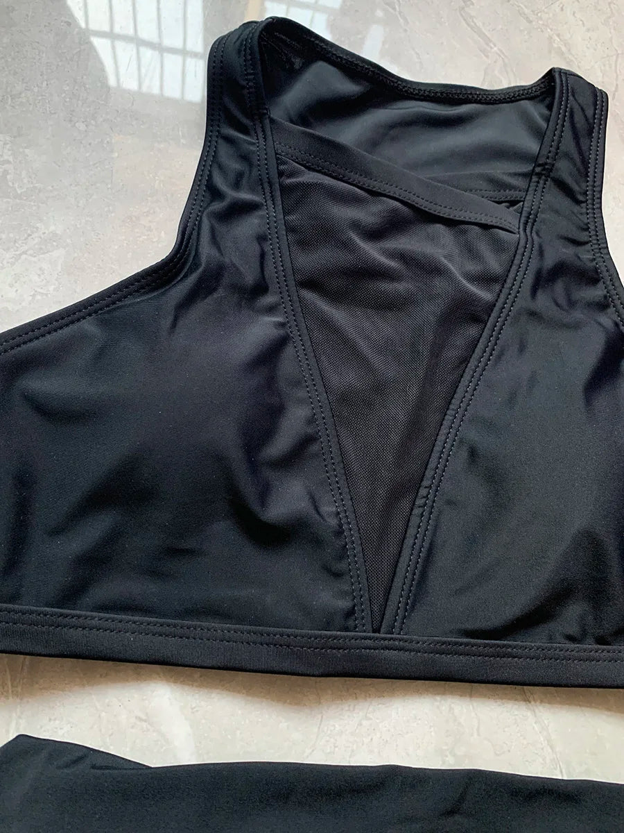 Sexy Mesh Sheer Hollow Out Bikini Female Swimsuit Women Swimwear Two-pieces Bikini Set See Through Bather Bathing Suit Swim Lady