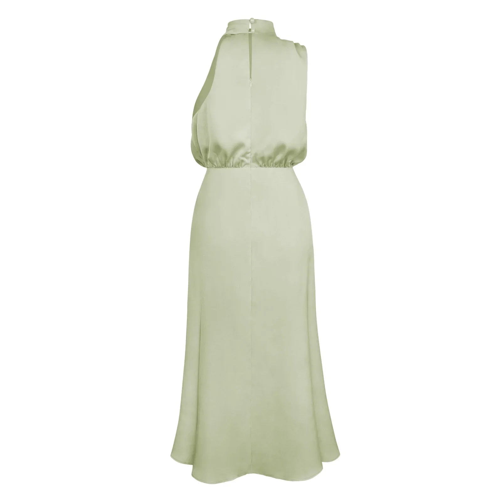 Foridol One Shoulder Turtleneck Tank Satin Women Party Dress Robe Zip Sleeveless Elegant Vintage Folds Women Clothing 2025