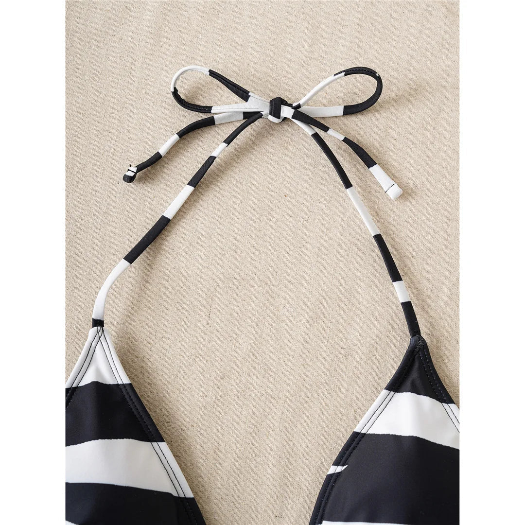 XS - L Sexy Zebra Halter High Leg Cut Bikini Women Swimwear Female Swimsuit Two-Pieces Bikini Set Bather Bathing Suit Swim V6799