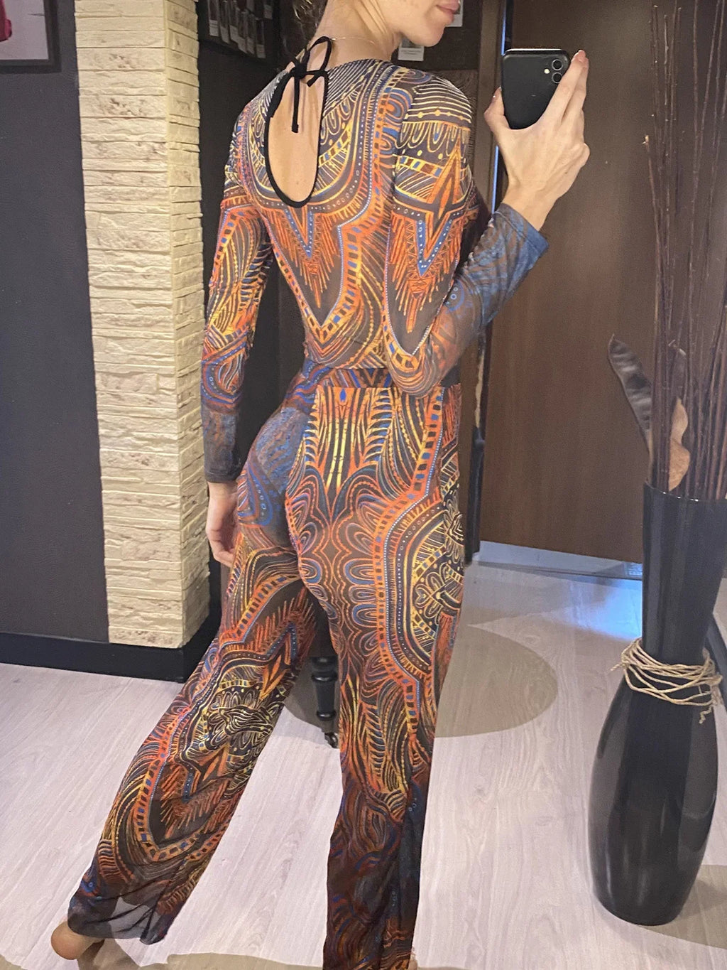 S - XXL New Printed Long Sleeve With Pants Women Swimwear One Piece Swimsuit Female Floral Padded Bather Bathing Suit Swim V7176