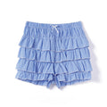 Women’s Layered Ruffle Bloomer Shorts Elastic Waist Little Bow Front Plaid Print Shorts Summer Bottoms