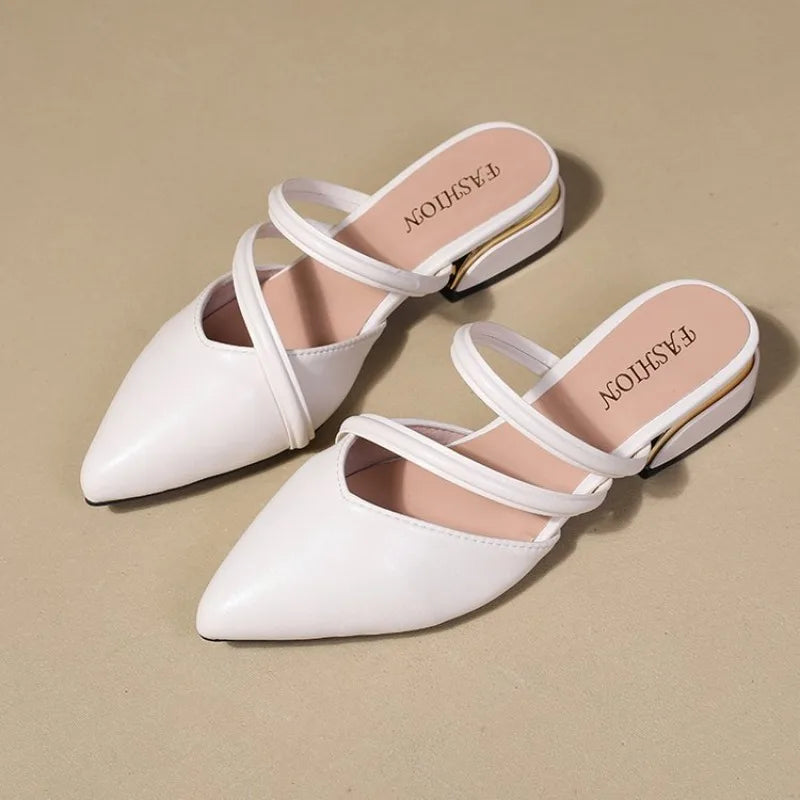 Toe Narrow Band  Slippers Women Fashion Shallow Sandal Elegant Summer Footwear Woman