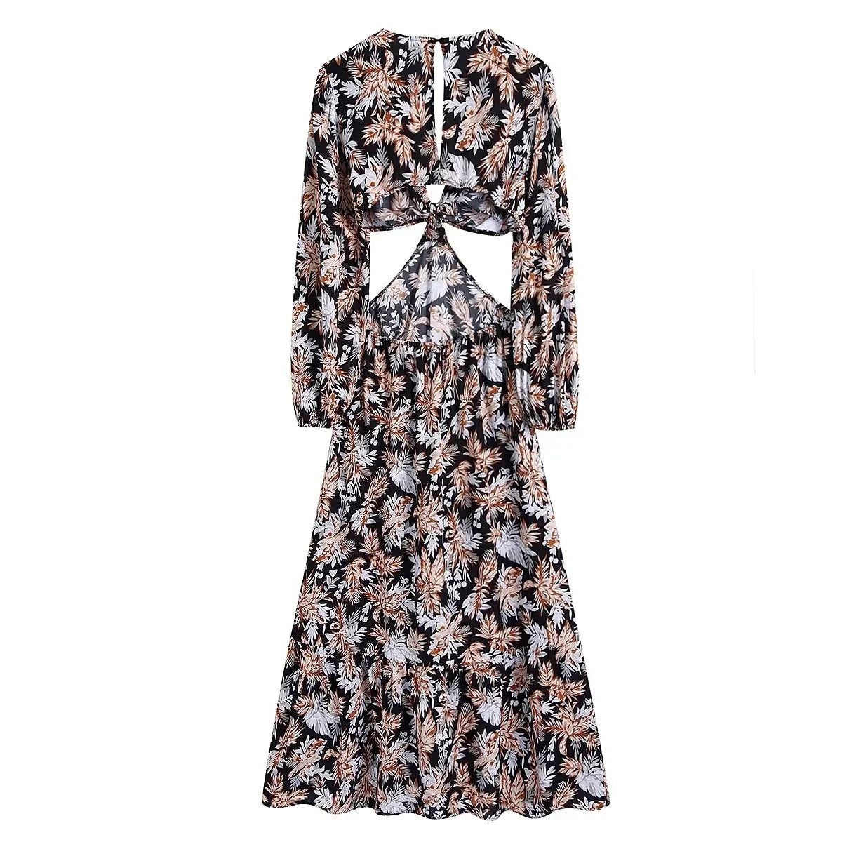 Waist Cut Out Backless Sexy Summer Maxi Dress Elegant Deep V Neck Holiday Long Dress Red Black Boho Floral Dress Women 2025