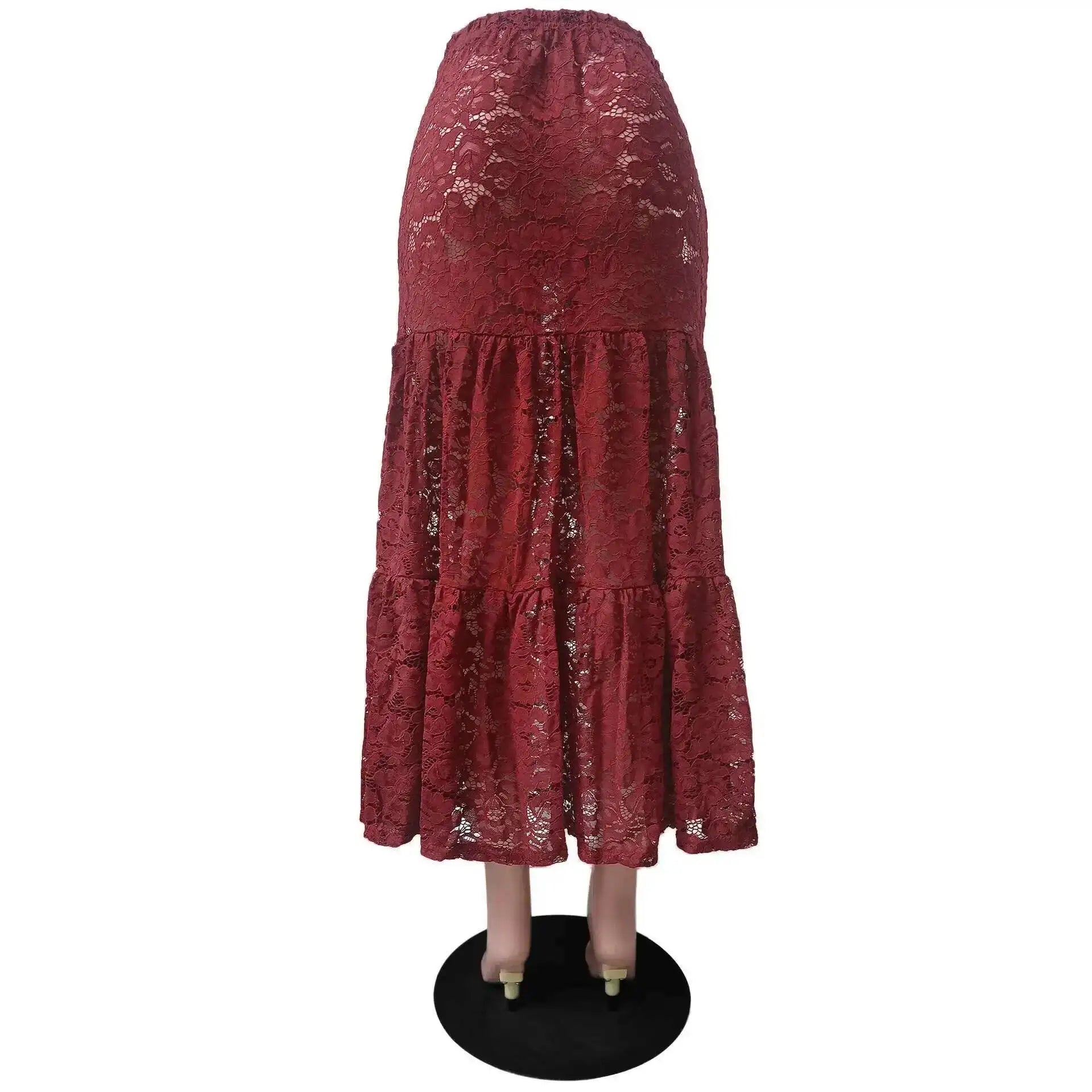 Mesh Sheer Lace Skirts Women High Waist Street Fashion Loose Hollow Out Long Skirt Party Sexy Patchwork Clubwear 2026 50JZ