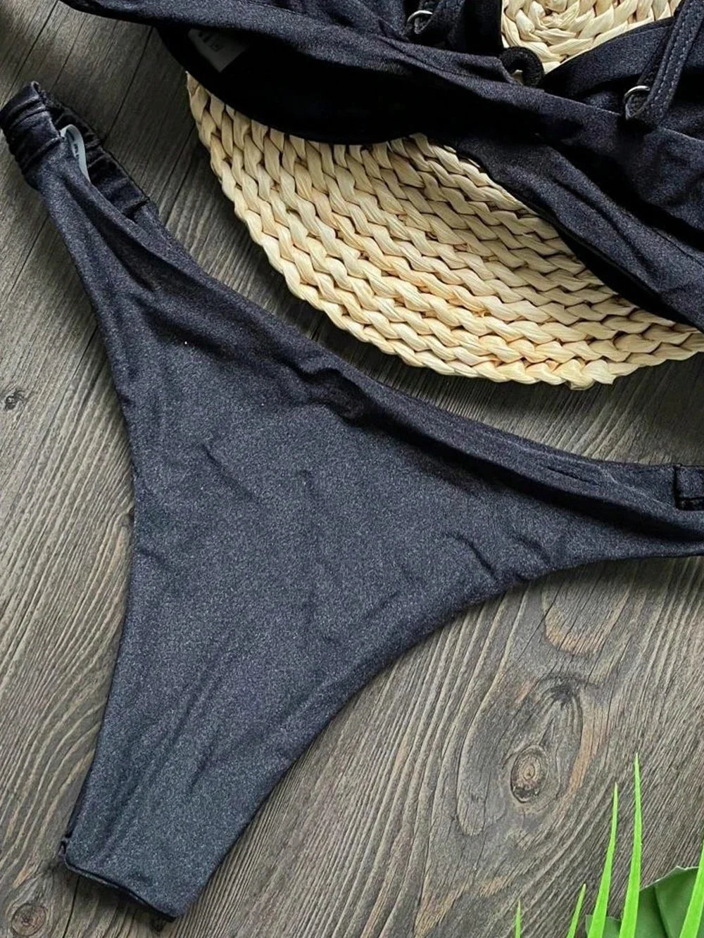 Sexy 3D Flower Bikini Set 2026 Women Black White V Wire Underwired Micro Mini Swimsuit Beach Bathing Suit Pleate Thong Swimwear