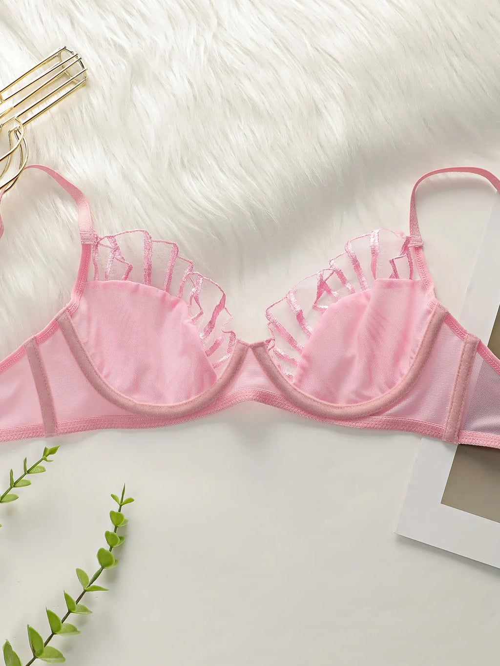 Beautiful Women's Pink and Black brassiere Lace Sexy Lingerie Set Pull Up Bra 2024 New fashionable Women's Clothing