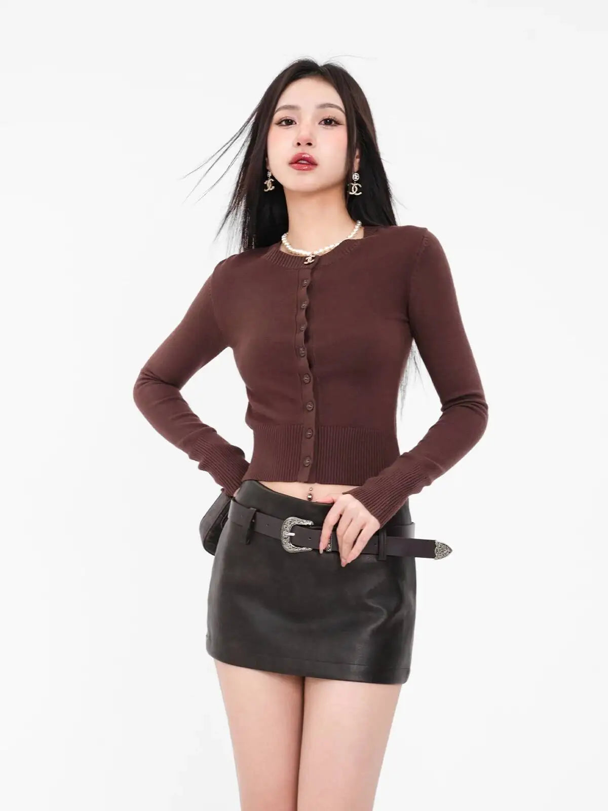American A-line Half Length Skirt Spring/summer Small Spicy Girl High Waist Slim Fit Tight Sexy Shining Leather Short Skirt 3XQZ