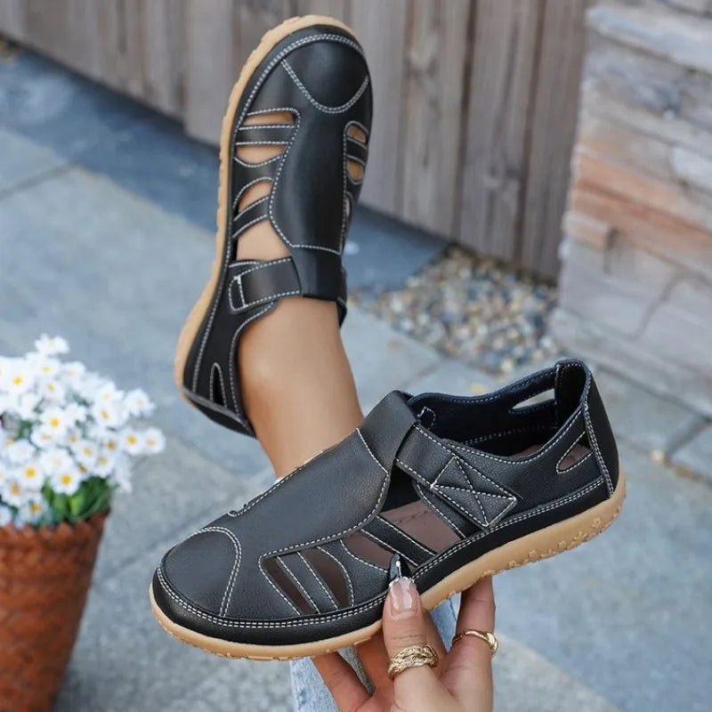 Women Casual Sandals Summer  Hollow Flat Sandals Comfortable Round Head Closed Toe Beach Shoes Sandalias De Mujer