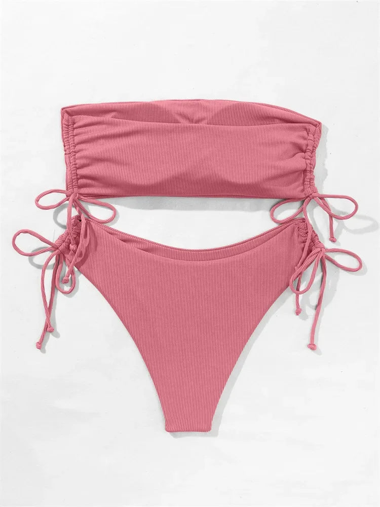 Sexy Bandeau Bikinis 2025 Women Brazilian Swimwear Female Swimsuit Two Pieces Bikini Set Bather Bathing Suits Girls Beach Wear
