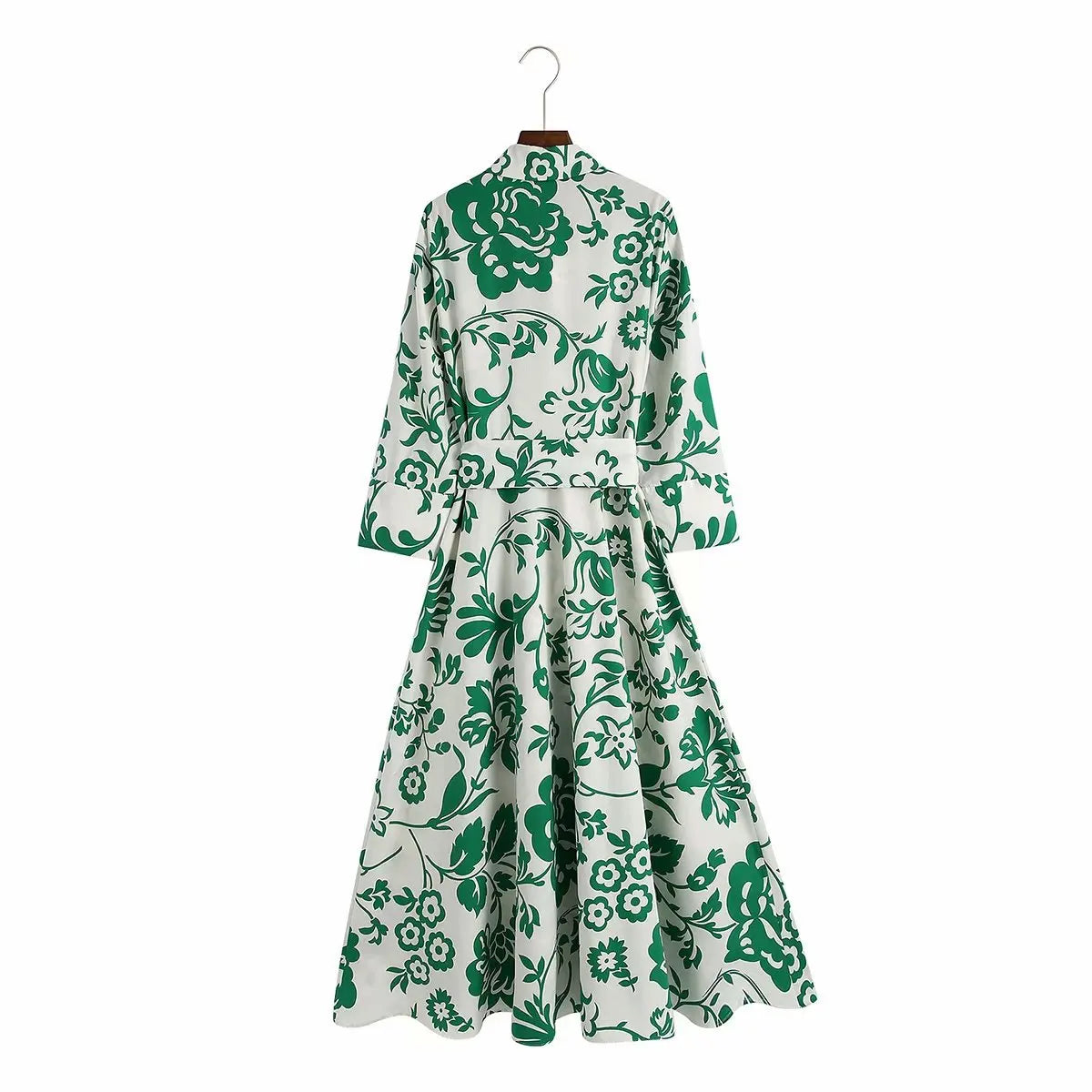 Foridol Casual Button Up Shirt Dress Maxi Long Women Dress Robe Floral Print Green Boho Autumn Winter Sash Laides Dress 2025