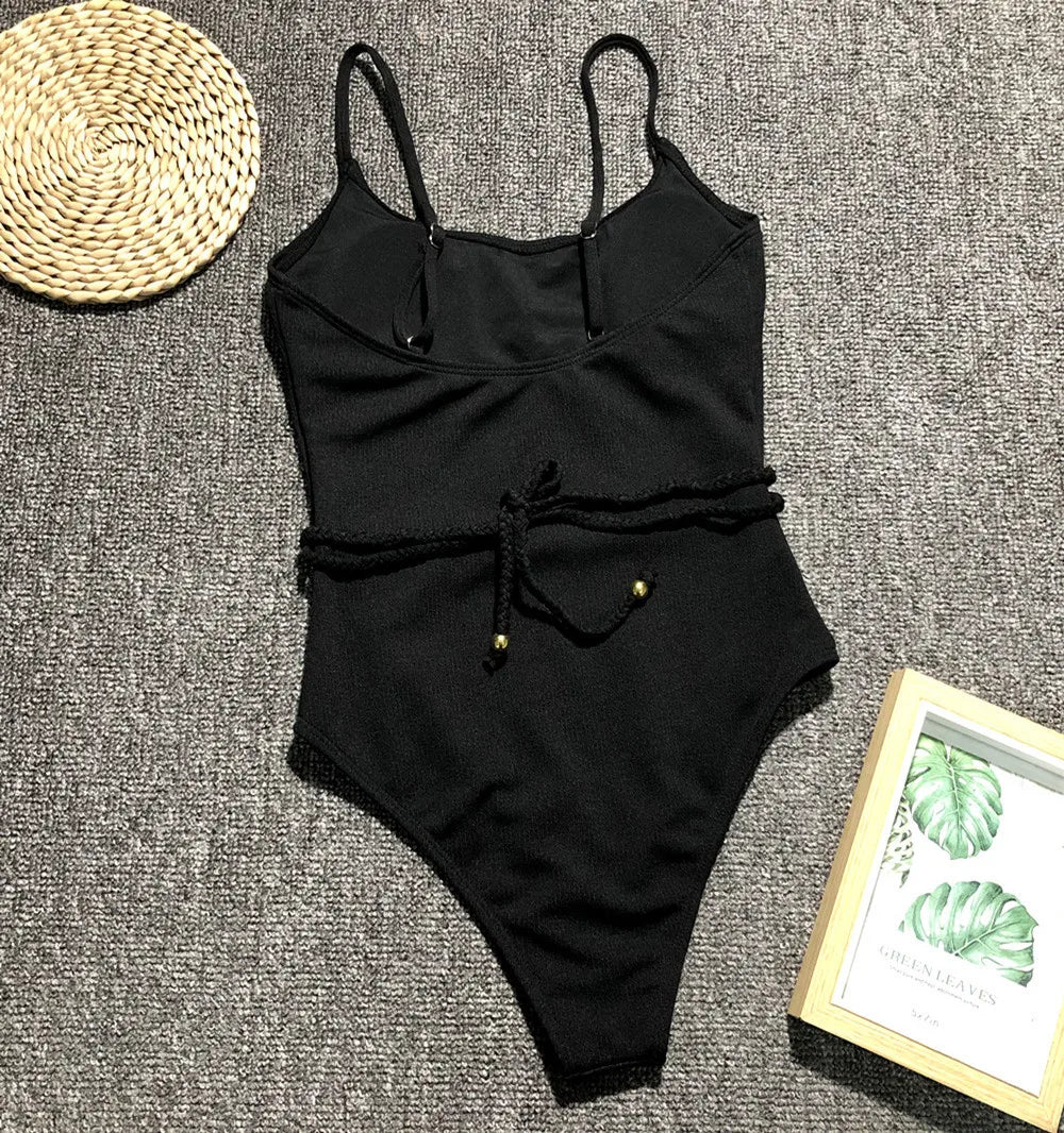 DEKA Solid One Piece Swimsuit Female Swimwear Women Cut Out Bathing Suits Summer Beach Wear Sport Swimming T Shirt Monokini