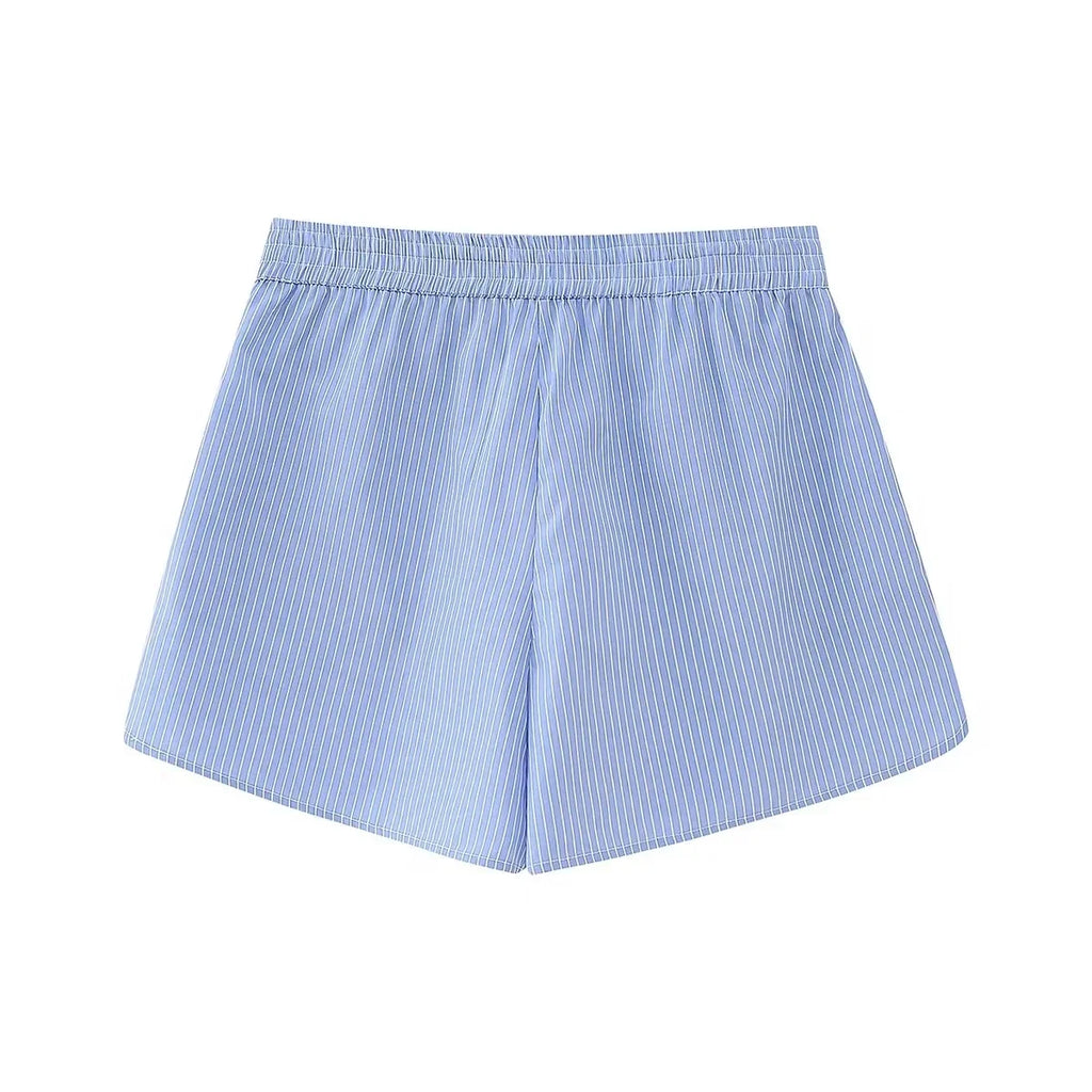 Foridol Stripes Crop Top+shirt 2 Pcs Outfits Women Casual Summer Autumn Casual Set Blue Matching Set Shorts Set Female Suit