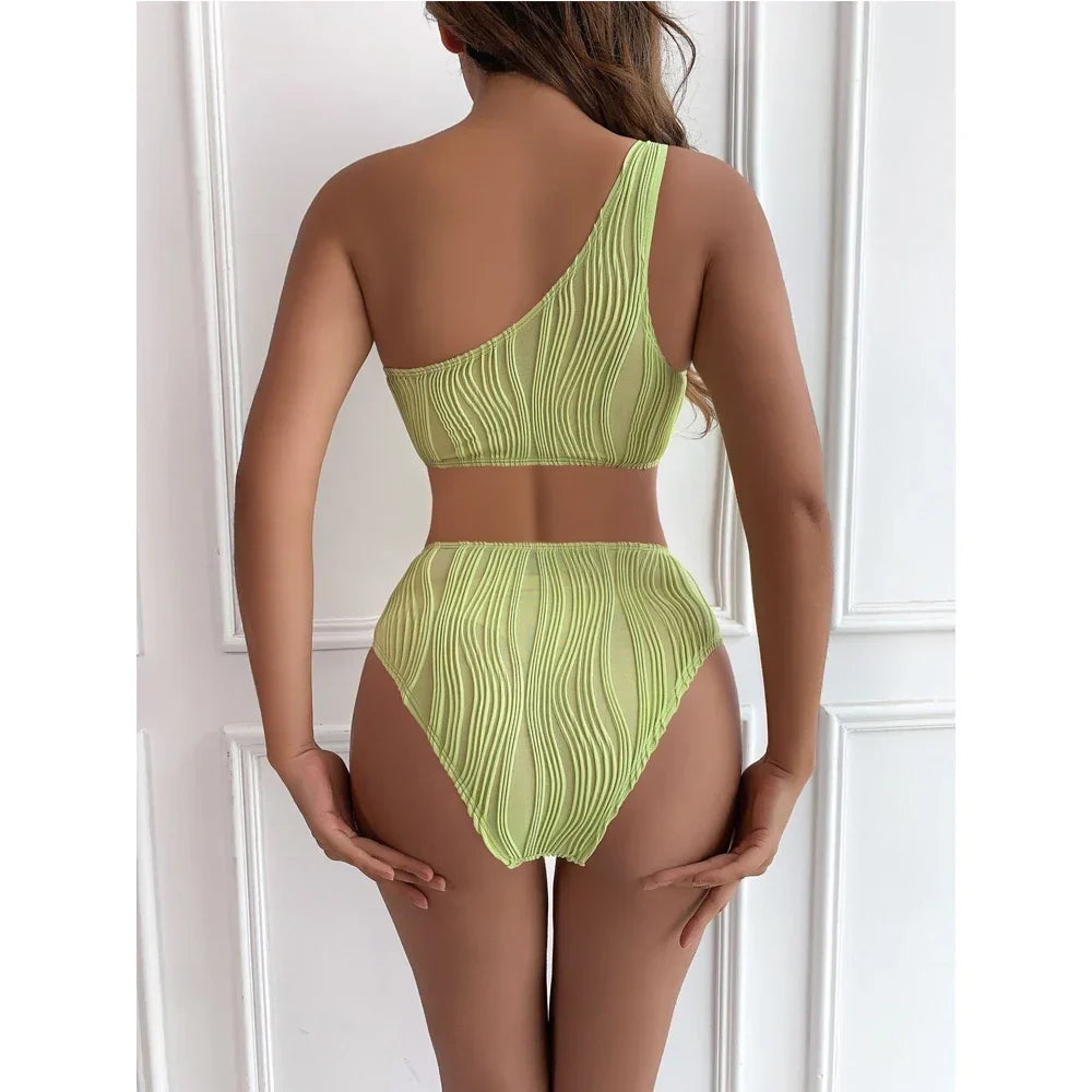 2026 Solid White One Piece Swimsuit Women Sexy Irregular Hollow Out Bikini One Shoulder Backless Monokini Summer Beach Swimwear
