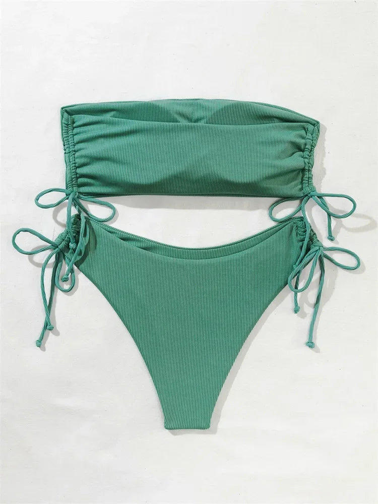 Sexy Bandeau Bikinis 2025 Women Brazilian Swimwear Female Swimsuit Two Pieces Bikini Set Bather Bathing Suits Girls Beach Wear