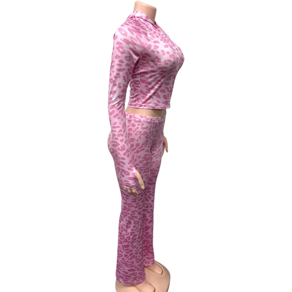 Spring fashionable hooded zipper cardigan set slim casual trousers two-piece set