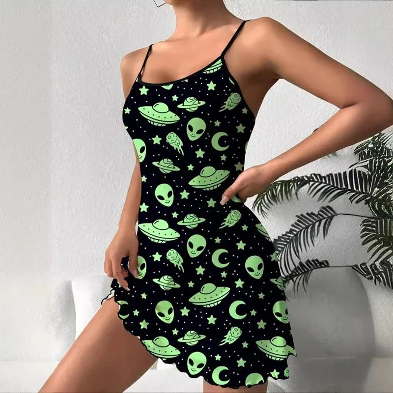Sexy Leopard Print Nightgown With Spaghetti Strap Slip And Satin Fabric Breathable Comfy For Summer Sleepwear Dress Loungewear