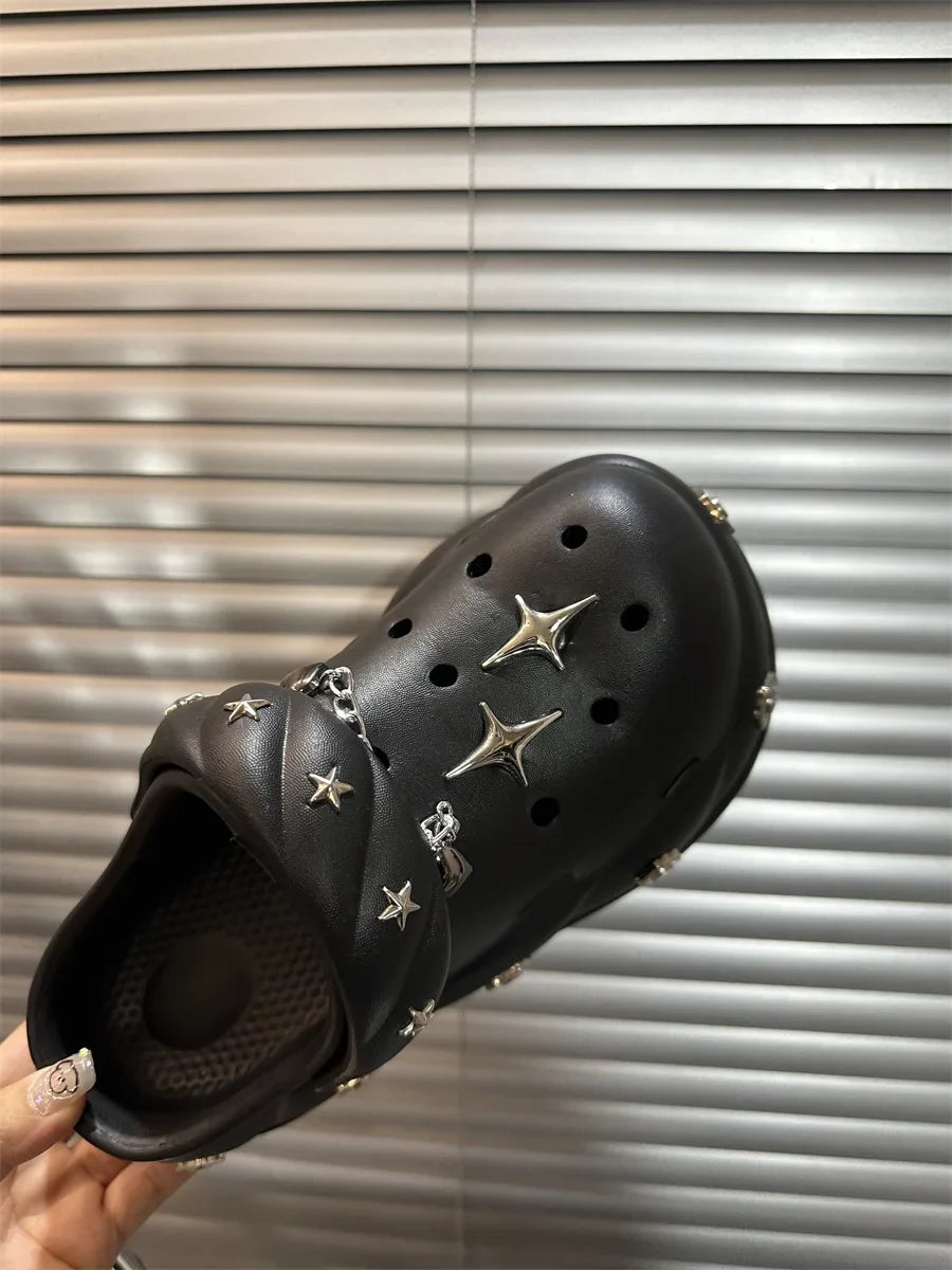 Women Indoor Street Slippers Summer Platform Shoes Cute DIY Bow Knot Girls Fashion Clogs Thick Sole Female Leisure Sandals