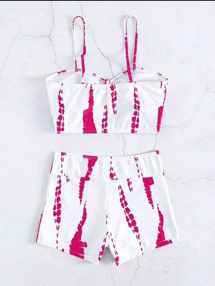 Drawstring Front Shorts Bikinis 2024 High Waist Swimsuit Women Swimwear Female Bathers Bathing Swimming Swim Suit Beachwear