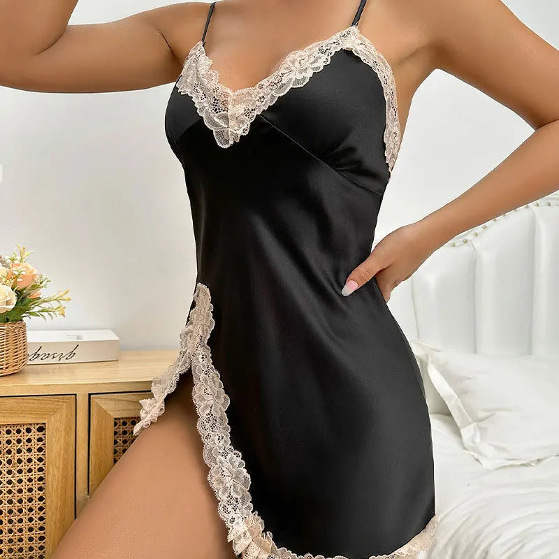 Champagne-coloured Nightdress Wedding Evening Gown Summer Nightdress Strappy Backless Lingerie Sexy Nightwear Woman Night Dress