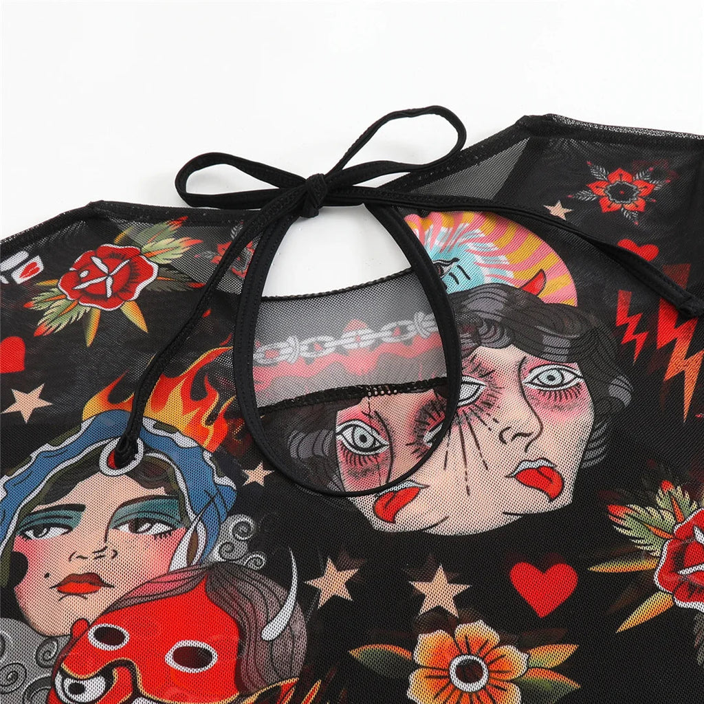 S - XXL Printed Long Sleeve With Sarong One Piece Swimsuit Women Swimwear Female Flowers Padded Bather Bathing Suit Swim K7181