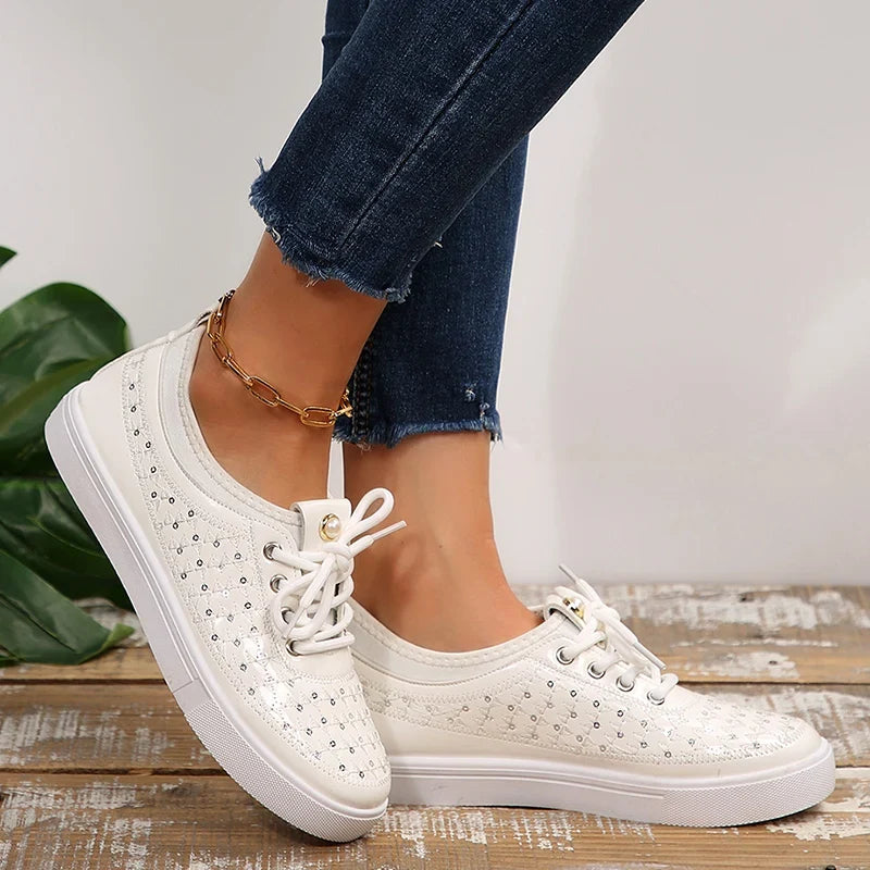 Black Pu Leather Platform Sneakers Women Plus Size 43 Soft Sole Lace Up Flats Woman 2026 Comfort Anti Slip Casual Shoes Female