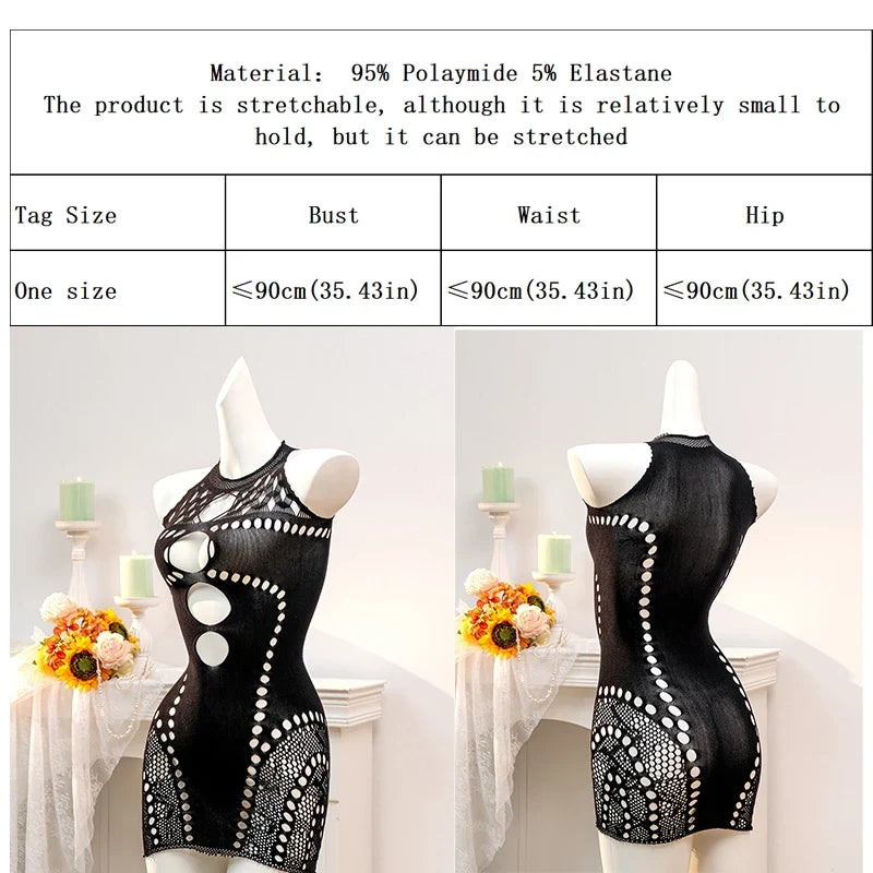Fishnet Women Sexy Beach Cover Up Dress Women Stretch See Through Sleeveless without Bikini Swimsuit Coverup Mini Beachwea