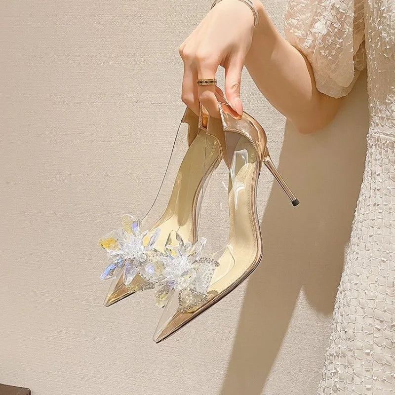 Gold  Heels Women Shoes 2026 Spring Pumps Slip on Sandals Ladies Pointed Wedge Latest Transparent Stiletto Basketball Platform L