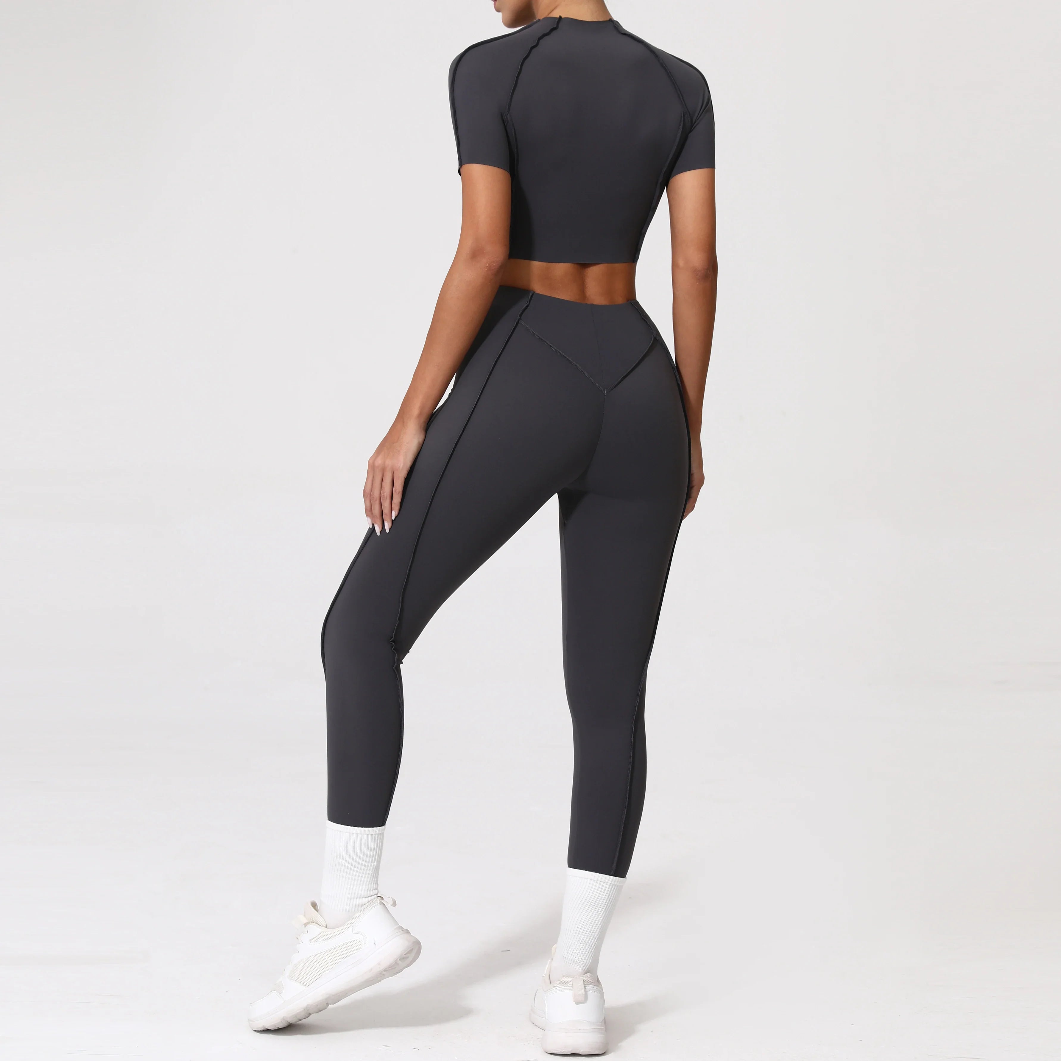 2PCS Yoga Suit Sports Set Women Quick-Drying Gym Set Women Tracksuit Running Workout Long Sleeve Sports Shirt Yoga Clothing
