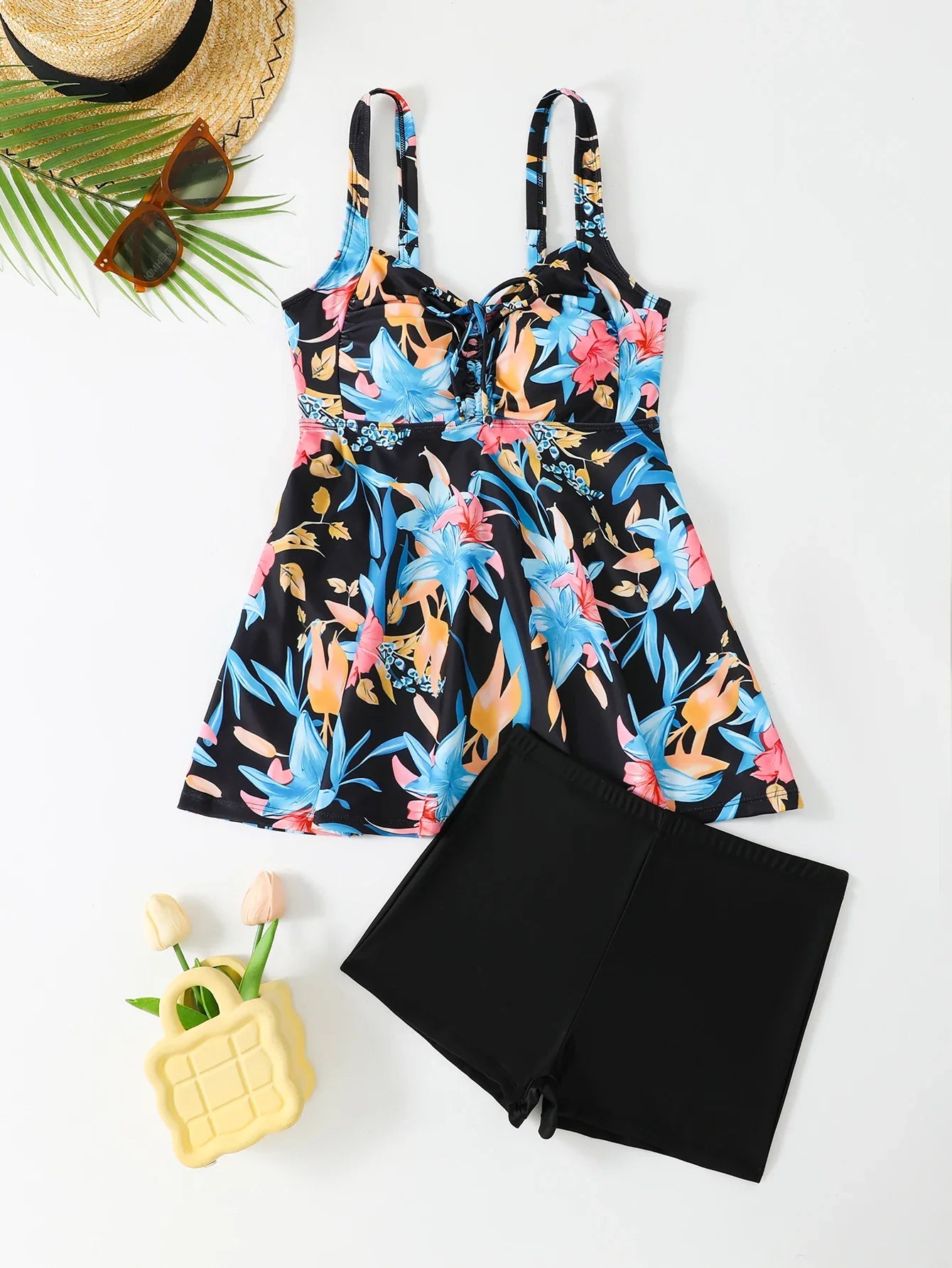 Printed Tankini Set 2026 Padded Floral Swimsuit Women Strappy Swimwear Female Beach Dress Bathers Bathing Swimming Swim Suit XL
