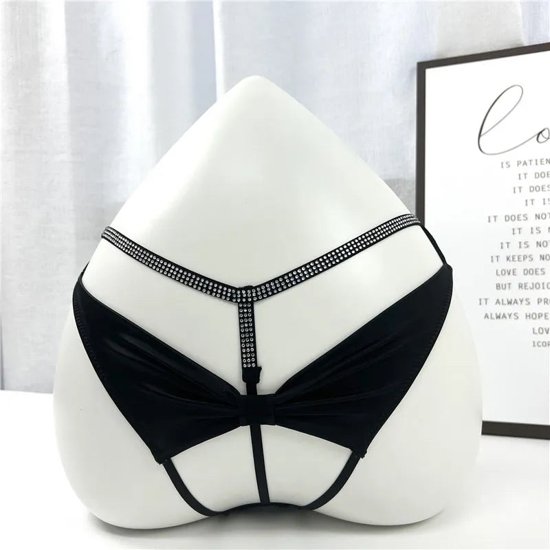 Rhinestones Girls Sexy G String Panties Women Underwear Briefs Hollow Out Thong Transparent Lingerie Intimates