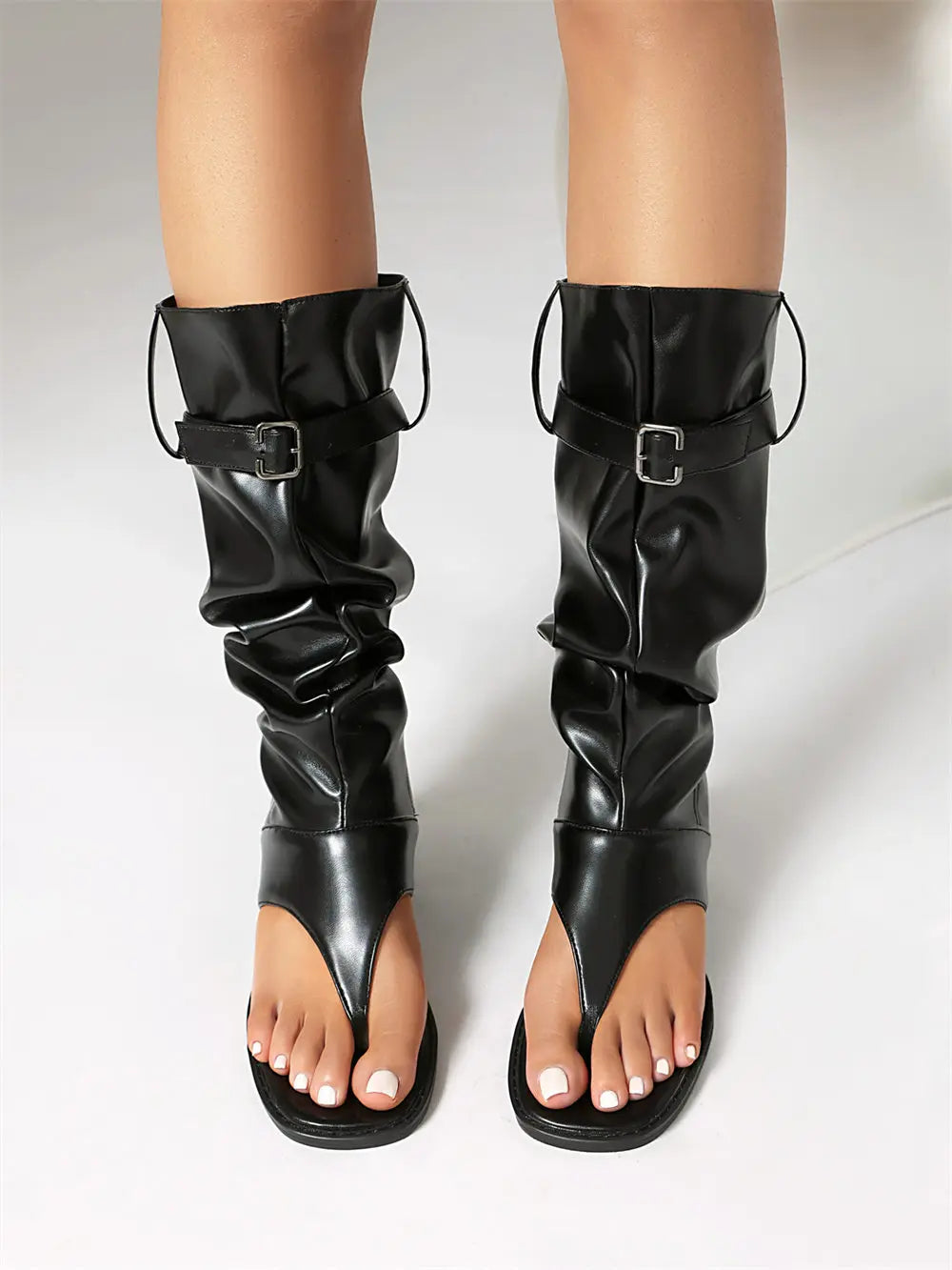 2025 Brand Plus Size 48 Trendy Denim Blue Gladiator Sandals Women Chic Black Chunky Heels  Fashion Comfy Walk Summer Boot Shoes