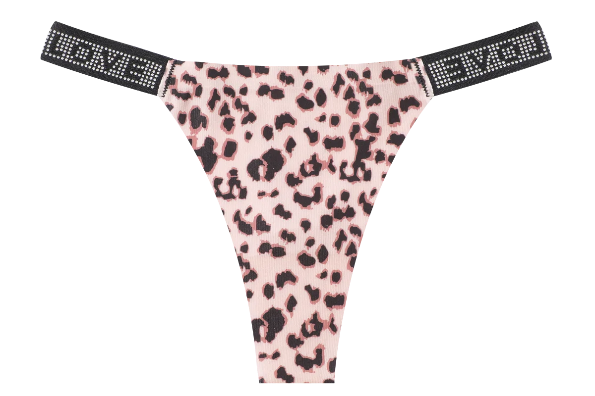 New Women's Smooth Low Waist Sexy Panties Women Thongs Rhinestones Letter Diamonds G-string Sports Thong Briefs T-back Shiny