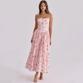 FDYOUI 2026 Summer Spaghetti Strap A-line Floral Vacation Dress for Women Elegant High Waist Tunics Long Party Evening Dresses
