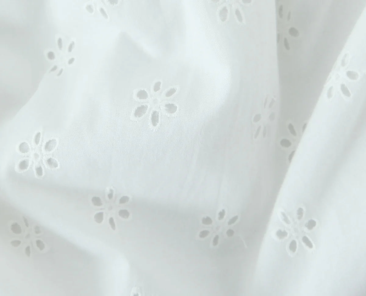 Foridol White Cotton Summer Women's Dress 2025 Off Shoulder Strapless Mini Beach Dress Casual Flower Embroidery Drawstring Dress