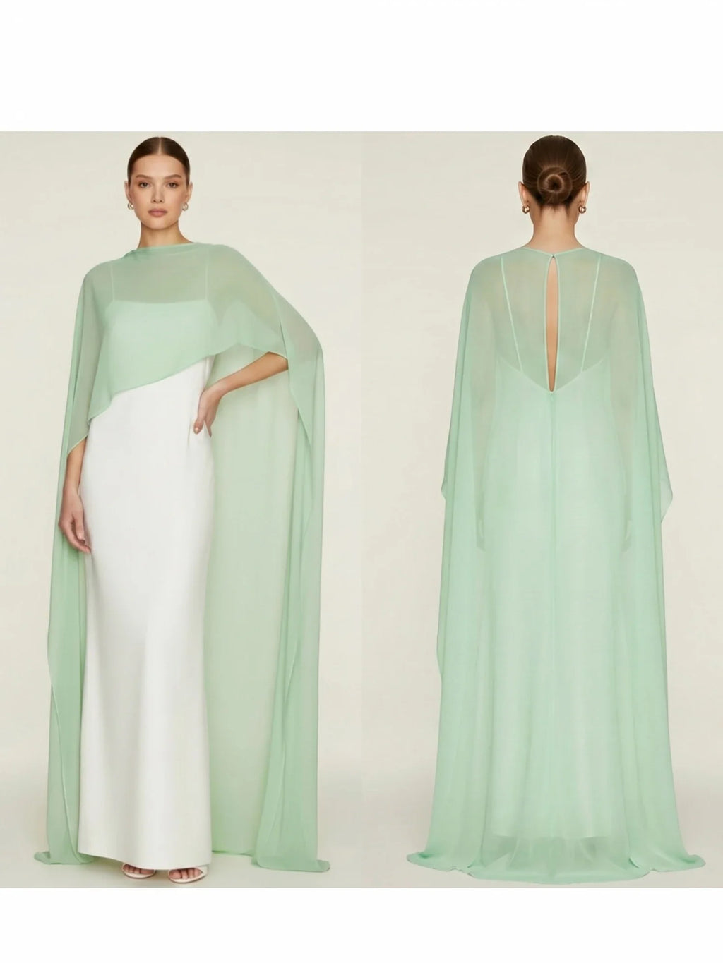 Women's Sheer Chiffon Cape Bat Sleeve Floor Length Shawl Elegant Cover Up Tops Party Evening Cape Blouse f