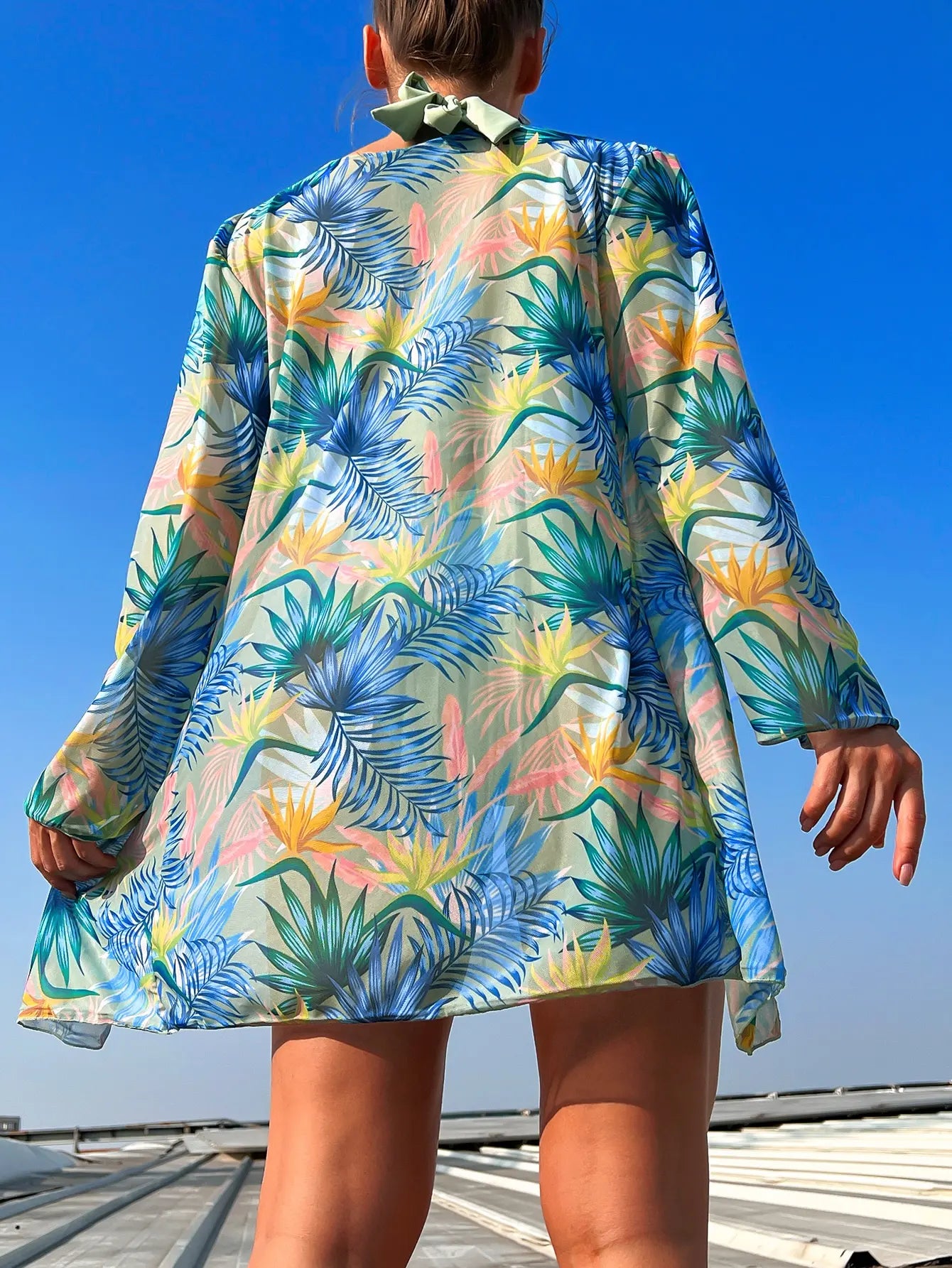 Halter Print Bikini 2026 Women Swimsuit With Kimono High Waist Swimwear Female Bathers Bathing Swimming Swim Suit Beachwear