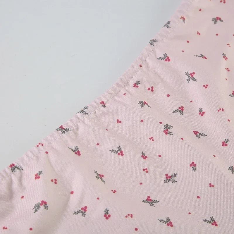 Cute Pink Floral Lace Patchwork Two-piece Pajamas Set for Women Sleepwear Sleeveless Camisoles and Slim Shorts Loungewear