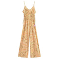 Paisley Print Bohemian Wide Leg Long Pants Jumpsuit Women Summer New Overalls Spaghetti Strap Loose Casual Boho Jumpsuit Tassel