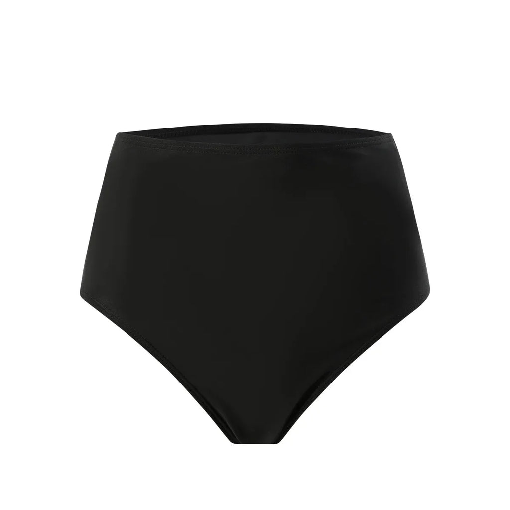 2026 Summer New Women Bikini Swimming Trunks,Solid Color Black Sexy High Waist High Elasticity Bottoms,Beach Swimwear Briefs