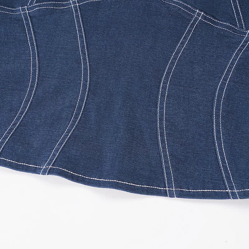 2026 Street style stretch imitation denim camisole V-neck slim fit versatile hot girl top